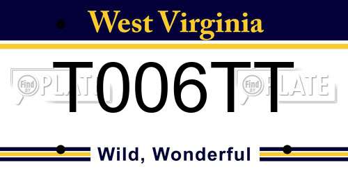 T006TT West Virginia License Plate