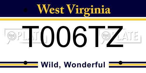 T006TZ West Virginia License Plate