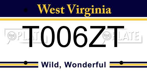 T006ZT West Virginia License Plate