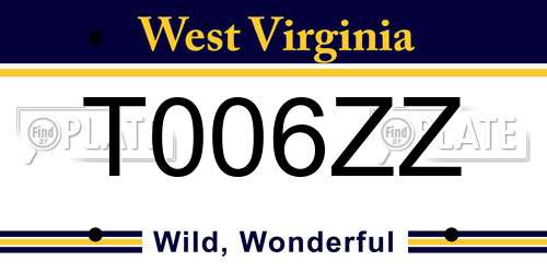 T006ZZ West Virginia License Plate