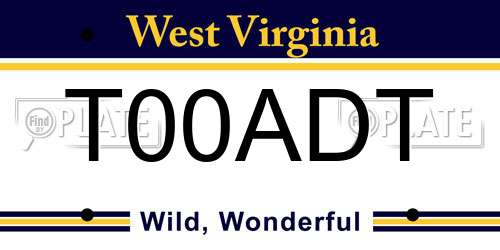 T00ADT West Virginia License Plate