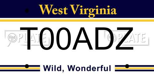 T00ADZ West Virginia License Plate