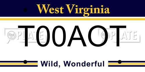 T00AOT West Virginia License Plate