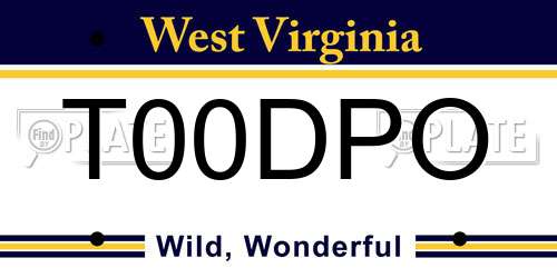 T00DPO West Virginia License Plate