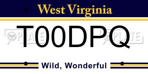 T00DPQ West Virginia License Plate