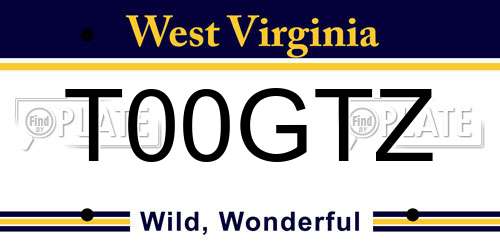 T00GTZ West Virginia License Plate