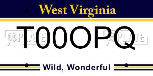 T00OPQ West Virginia License Plate