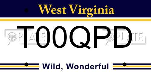 T00QPD West Virginia License Plate