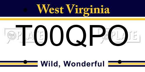 T00QPO West Virginia License Plate
