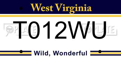 T012WU West Virginia License Plate