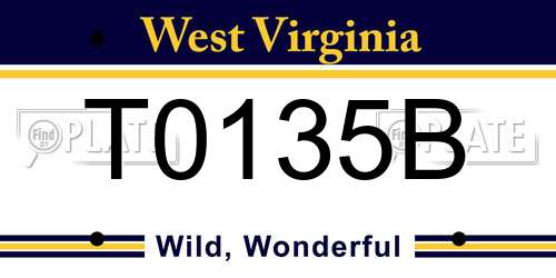 T0135B West Virginia License Plate