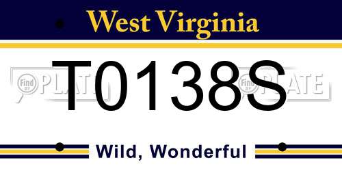 T0138S West Virginia License Plate
