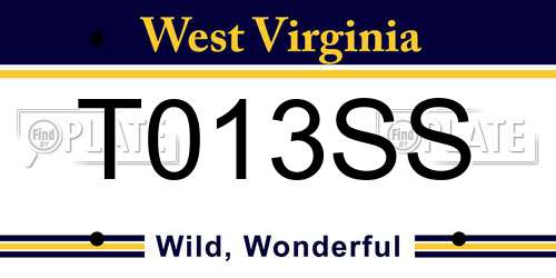 T013SS West Virginia License Plate