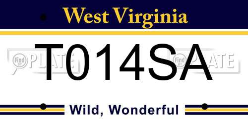 T014SA West Virginia License Plate