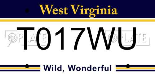 T017WU West Virginia License Plate