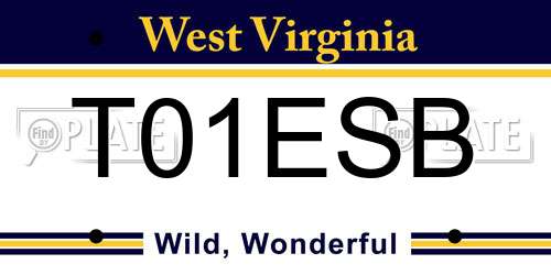 T01ESB West Virginia License Plate