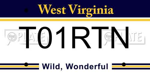 T01RTN West Virginia License Plate