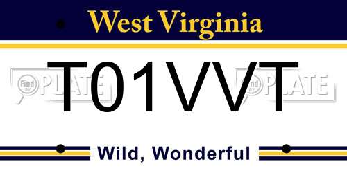T01VVT West Virginia License Plate