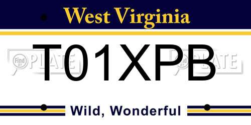 T01XPB West Virginia License Plate