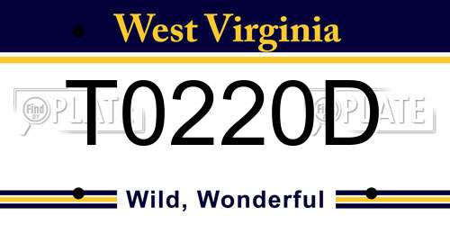 T0220D West Virginia License Plate