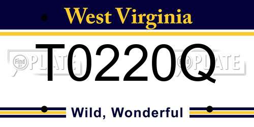 T0220Q West Virginia License Plate