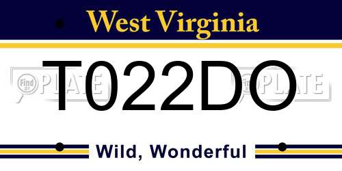 T022DO West Virginia License Plate