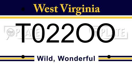 T022OO West Virginia License Plate