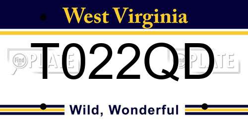 T022QD West Virginia License Plate