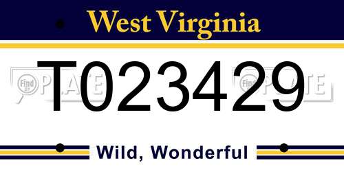 T023429 West Virginia License Plate