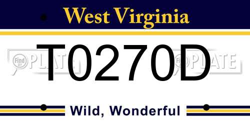 T0270D West Virginia License Plate