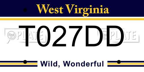 T027DD West Virginia License Plate