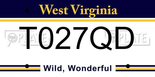 T027QD West Virginia License Plate