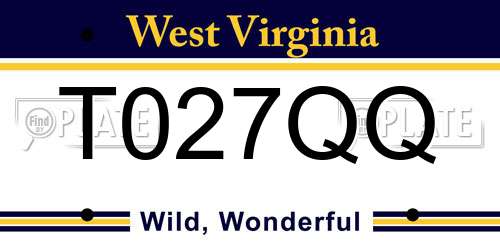 T027QQ West Virginia License Plate