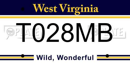 T028MB West Virginia License Plate