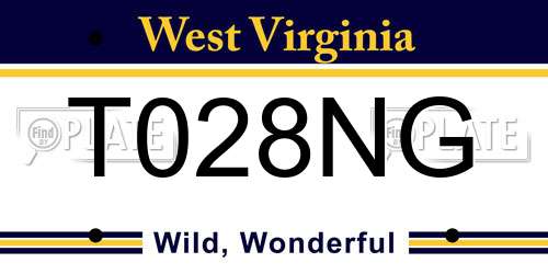 T028NG West Virginia License Plate
