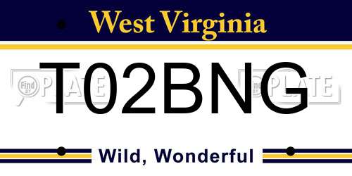 T02BNG West Virginia License Plate