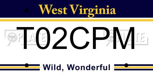 T02CPM West Virginia License Plate