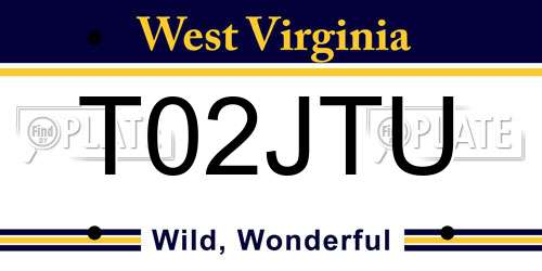 T02JTU West Virginia License Plate