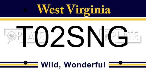 T02SNG West Virginia License Plate