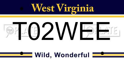 T02WEE West Virginia License Plate