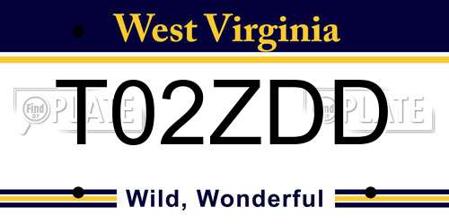 T02ZDD West Virginia License Plate