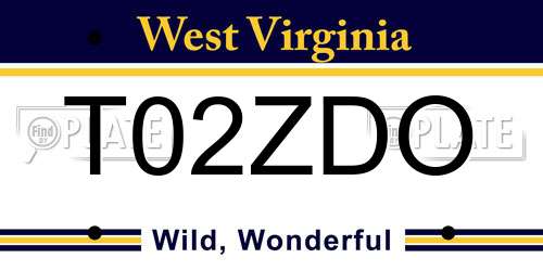T02ZDO West Virginia License Plate