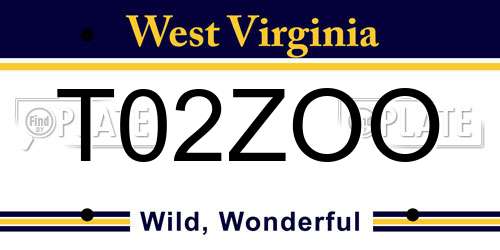 T02ZOO West Virginia License Plate