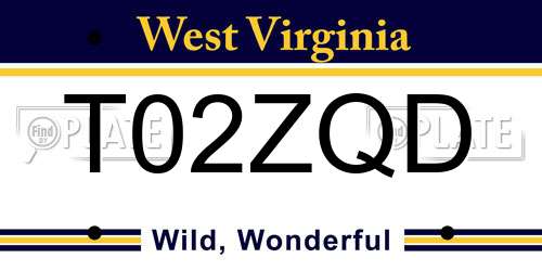 T02ZQD West Virginia License Plate