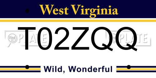 T02ZQQ West Virginia License Plate