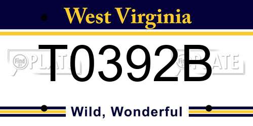 T0392B West Virginia License Plate