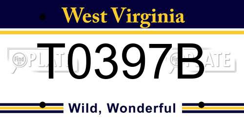 T0397B West Virginia License Plate