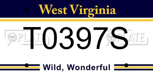 T0397S West Virginia License Plate
