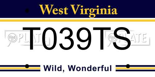 T039TS West Virginia License Plate