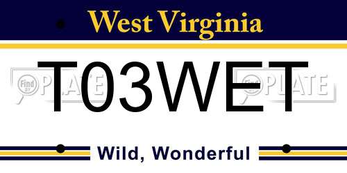 T03WET West Virginia License Plate